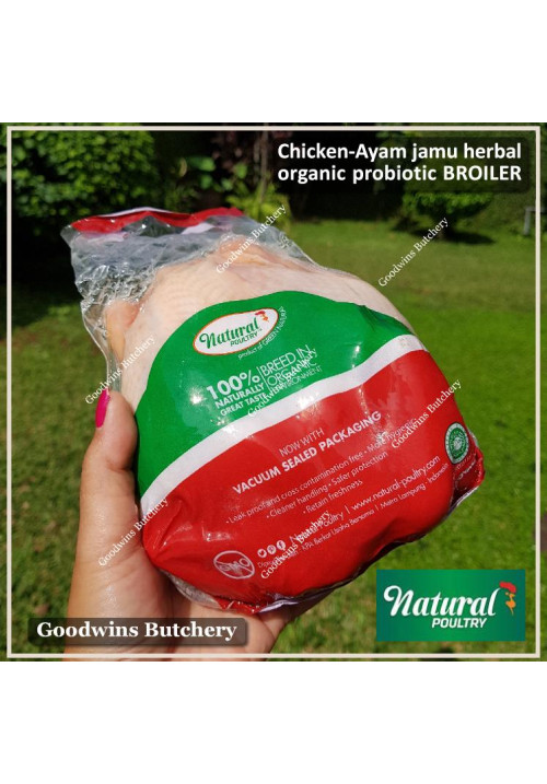 Chicken ayam PROBIOTIC ORGANIC herbal jamu low-fat Natural Poultry frozen WHOLE BROILER (price/pc +/- 900g)